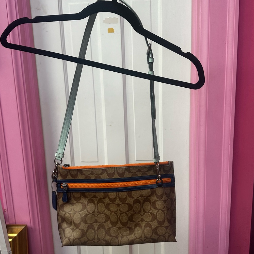 Coach Brown and Blue crossbody - Picture 2 of 6